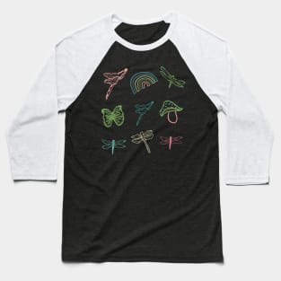 Butterfly, dragonfly and mushroom Baseball T-Shirt